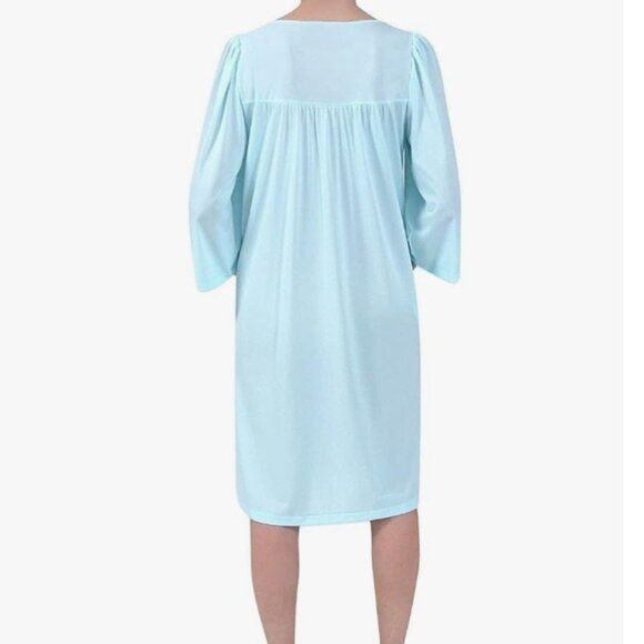 Miss Elaine Robe Nylon Tricot Short Button Robe, Side Pockets and 3/4 Sleeves - Picture 3 of 7